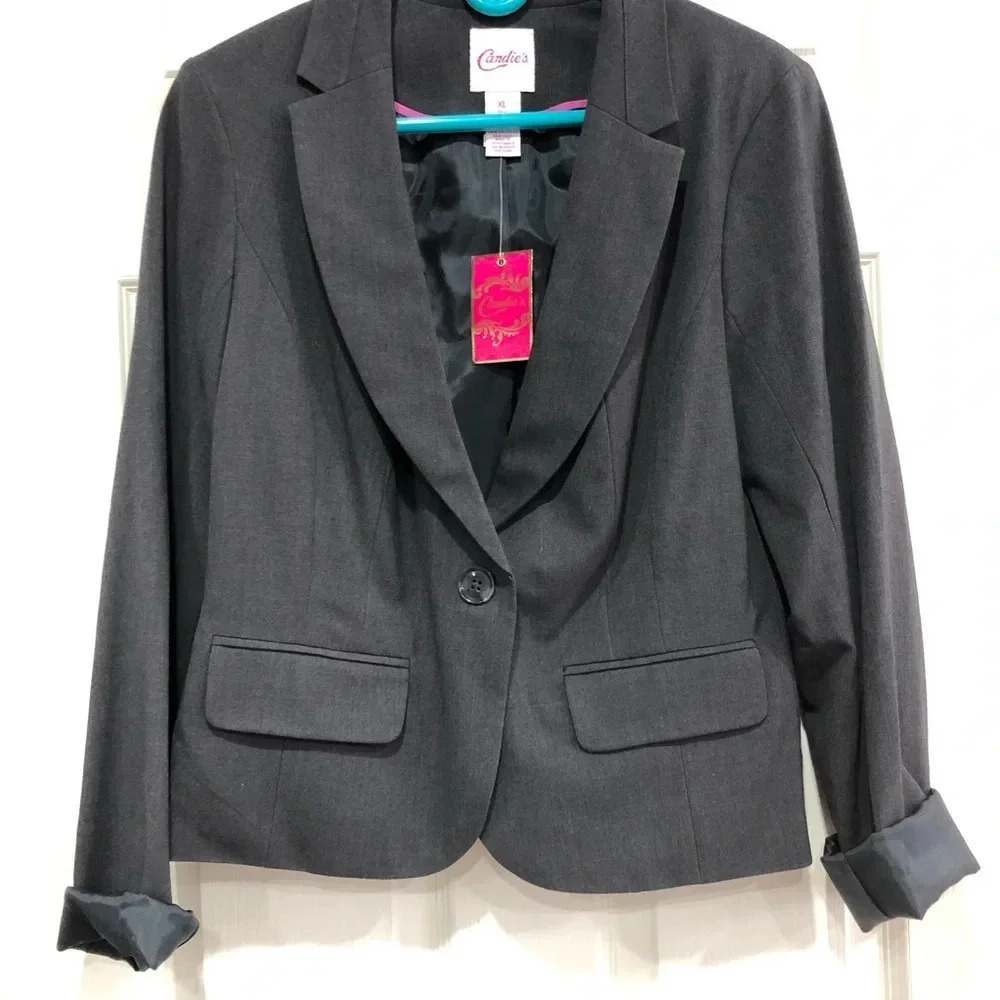 Candies Grey Blazer Button Front Jacket XL NWT